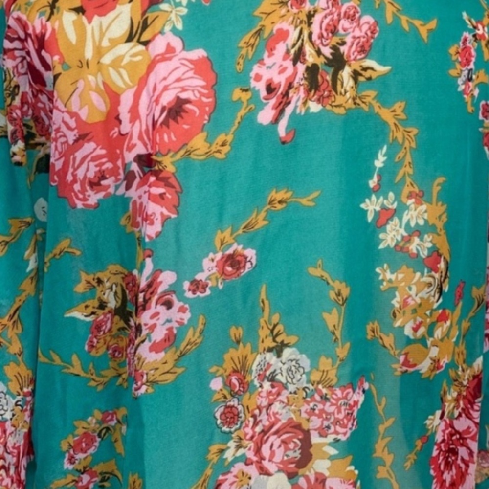 FRINGE KIMONO Green Floral Swim - Picture 9 of 11